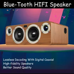 60W Wooden Wireless Bluetooth Portable Speaker with Coaxial/AUX Input Powerful Bass Soundbar for Quality Sound Subwoofer