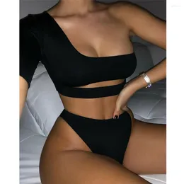 Kvinnors badkläder Kvinnor Swimmwear Padded Summer Backless Female Swimsuit Solid Print Tankini Baddräkt Plus Size Hollow Out