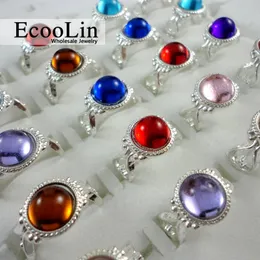 100Pcs Mix Color Silver Plated Crystal Ring For Children Boys Girls Wholesale Jewelry Rings Bulks Lots LR270 240226