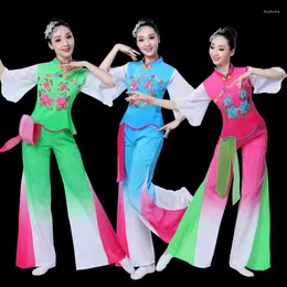 Palco desgaste hanfu nacional dança desempenho traje clássico fã tradicional chinês
