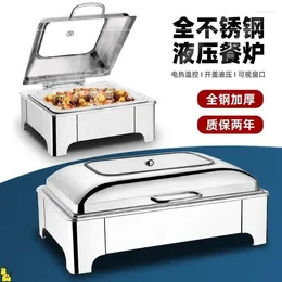 Dinnerware Sets High Quality Chafing Dish Square Top Visual Silver Buffet Set Stainless Steel For Kitchen