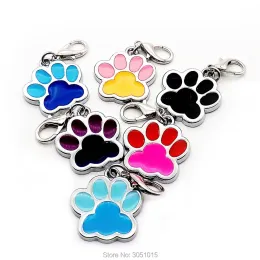 Tags Wholesale 20pcs plating Twocolor footprint cat Puppy Pet Id Tags Dog Collar Accessories Customized Pet ID Tags Personalized