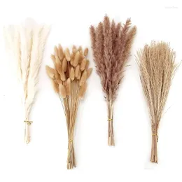 Decorative Flowers Dried Pampas Grass Decor 100PCS Contains Tails Reed Bouquet For Wedding