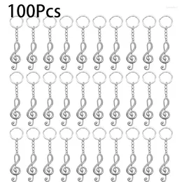 مفاتيح keychains 100pcs الملاحظة الموسيقية رمز الموسيقى مفتاح حلقات keyfob keyrings g clef metal keychain