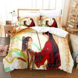 sets Heaven Official's Blessing Tian Guan Ci Fu Bedding Set Cartoon Anime threepiece set Adult Kid Bedroom Duvetcover Sets 3D Kawaii