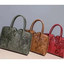 2024 Neue Handtasche mit großer Kapazität All-in-One-Atmosphäre modischer modischer Schulterkreuzkörper Retro chinesischer Winddruck Blütenschalenbeutel