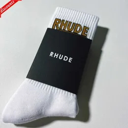 Rhude Socks Men Socks Calcetines Women Designer Luxury High Quality Pure Cotton Comfort Brand Representativ deodorisering Absorb Sweat Let In Air Strumpor TGRD