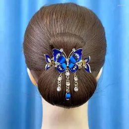 Hårklipp Fashion Elegant Zircon Butterfly Tassel Hairpin Accessories for Women Retro Ethnic Style Small Crab Clip Headwear Jewelry Gift
