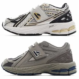 Kids 1906r with Top Strap New Running Shoes Metallic Silver with Metallic Gold Children N-ergy cushioning for comfort and support sports Sneaker Boy Girls Sneaker