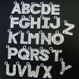 Moda jóias 130 pçs / lote 12mm A-Z strass carta pendurar pingente charme diy alfabeto apto para pulseira de couro 245g