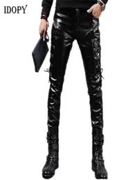 Idopy Mens Pleather Pants Style Punk Style Skinny Up Party Performance Night Club Steampunk Faux Pu Leather Prouts Y12171578389