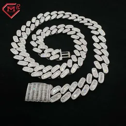 Moissanite Baguette Cuban Chain 925 Sterling Silver 20mm/18mm/15mm Hiphop Necklace Iced Out VVS Moissanite Cuban Chain