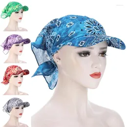 Ball Caps Bandana Turban Square Scarf Hat Boho Floral Cotton Baseball Cap Adjustable Women Headscarf Men Sun Visor Hip Hop