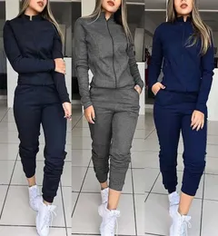 Women 2 PCS Tracksuit Sports Long Sweetshirts Thin Fleece Joggers Suits Running Gyout Gym Spring Sportswear Y2011284135711