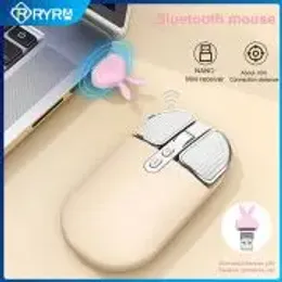 마우스 Ryra M203 Bluetooth 무선 마우스 음소거 마우스 귀여운 가루 미니 울트라틴 싱글 모드 배터리 침묵 게임 마우스 마우스 PC 용.
