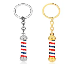 Barber Shop 3D Pole Pendant Keychain 2Colors Hip Hop Barber Frisörsmycken gåvor till HairDesigner9857794