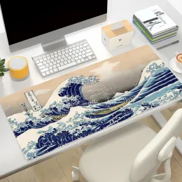 Pads The Great Wave Kanagawa Xxl Mousepad Gamer 900x400 Mount Fuji Mouse Carpet Hokusai Desk Mats Extended Pad Playmat Deskpad Kawaii