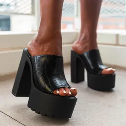 Sandals 14cm Super High Heel Platform Open Toe Women's Summer White Black Slippers