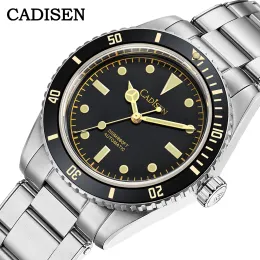Uhren Cadisen Männer Uhr 38mm Diver Vintage Automatische Business Armbanduhren Nh35 Mechanische Saphir 20 Bar Herren Retro Uhr