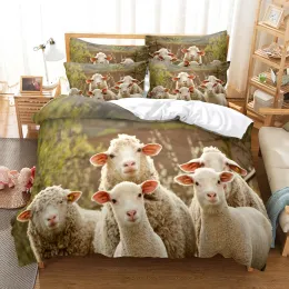 ベッドルーム用の羊の寝具セットセットベッドのためのソフトベッドスプレッドホームカムコルタブル羽毛布団カバー品質キルトカバーと枕カバーシアーカーテン