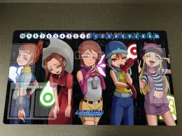 Almofadas anime meninas digimon aventura playmat dtcg ccg esteira de jogo de cartas de negociação zonas livre saco antiderrapante almofada de mesa mousepad 60x35cm