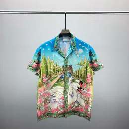 2024 Designer Fashion Lettera hawaiana Intrecciata Camicia da spiaggia per uomo Designer Camicia da bowling in seta Casual da uomo Manica corta estiva Taglia M-3XL # 011