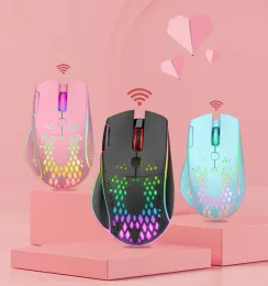 Mice 2023 Rechargeable USB 2.4G Wireless RGB Light Honeycomb Gaming Mouse Desktop PC Computers Notebook Laptop Mice Mause Gamer