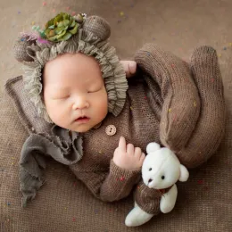 Cuscini da 4 pezzi/set vestiti per bambini oggetti di fotografia neonati oggetti di cappello da tumo per tumper set di cappelli con carichi di tiro per orsi