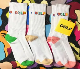 Tide Brand Golf Socks Colorful Threedimensional Letters Street Hiphop Sports Cotton Pailds Bottom and Womens Socks3219042