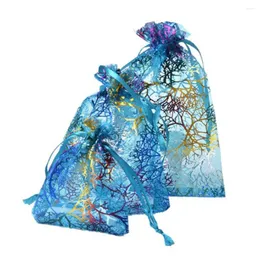 Shopping Bags 50pcs/lot Colorful Drawstring Organza Jewelry Packaging Candy Wedding Birthday Gifts Sweets Pouches Wholesales