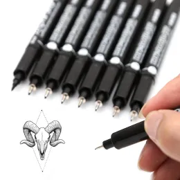 Markers 9 Pcs Black Pigment Liner Needle Drawing Pen Pigma Micron Waterproof Sunproof Art Marker Pen For Sketching Art Supplies
