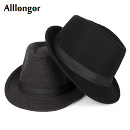 Klasikler Sonbahar 2023 Kış Kısa Brim Fedoras Hat Men Kara Panama Vintage Top Sombrero Trilby Erkek Şapkalar Beyefendi Fedora 240219