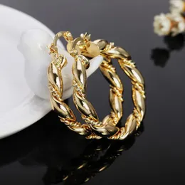 Kolczyki obręcze 925 srebrne srebrne 18 -karatowe złoto platowana lina runda 4 cm dla kobiet mody przyjęte akcesoria weselne