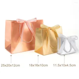 Gift Wrap Laser Paper Bag Holiday Party Gold And Silver Packaging Carton Ribbon Small