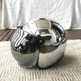 Capacetes de motocicleta Sliver Chrome Dot aprovado Retro Capacete Casco 3/4 Open Face Cafe Racer Chopper Capacete Ce