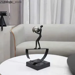 Other Home Decor Metal Handicraft Abstract Figure Sculpture Silver Ball Acrobatics Gymnast Metal Decorative Figurines Room Decoration Accessories Q240229