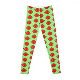 Active Pants Cute Happy Tomat (Mint Green BG) Leggings Sport Kvinnlig hög midja för gymkvinnor