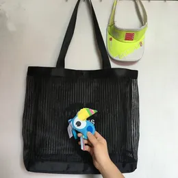 Venda quente moda saco de armazenamento com capa magnetizada gaze preta saco de compras eco-friendly grande saco de praia mulher bolsa casual