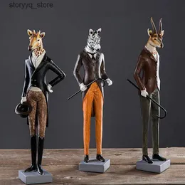 Other Home Decor Resin Crafts Artificial Animal Sculpture Antelope Gentleman Giraffe Dress Zebra Decorative Figurines Home Decoration Accessories Q240229