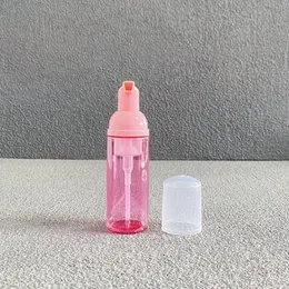 Boş köpük pompa şişesi dökme 2 oz/ 60 ml mini seyahat şişe şişe plastik açık köpüklü sabun dispenser taşınabilir kirpik şampuan şişesi el sabunu, kirpik temizleyici (pembe)