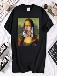 Men039s TShirts Funny Da Vinci Mona Lisa Print T Shirt Men Fashion Summer Hip Hop Tops Mens Brand Short Sleeve TShirt Harajuk4292620