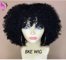 Blackbrown av högsta kvalitet Bourgogne Short Afro Kinky Curly Women Wigs High Density Spets Front Synthetic Hair Wigs For Africa America5458717