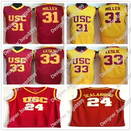 NCAA USC Trojans #24 Brian Scalabrine College Basketball Jerseys 31 Cheryl Miller 33 Lisa Leslie Red Yellow Univers