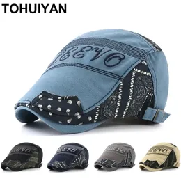 TOHUIYAN Retro Berets Caps for Men Letters Embroidered Boina Newsboy Hat Women Fashion Adjustable Gatsby Hat Artist Flat Cap 240601