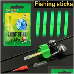 Fishing Accessories 5Pcs Fish Fireflies Fluorescent Lightstick Night Float Rod Light Dark Glow Stick Tackle Tool Drop Delivery Sports Otyxx