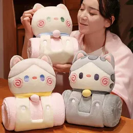 Dolls Plush Cartoon Kawaii Hug Cat Plush Sleeping Pillow Plant 2 in 1 Cute Animals Soft Studed Sleeping Cushion Y240601BXJG