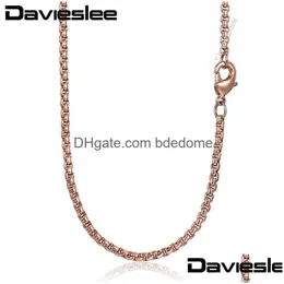 Chains Davieslee Chain Necklace For Women Men Stainless Steel Rose Gold Color Box Womens Wholesale 18-28Inch Lkn5551 Drop Delivery Dh7Q4