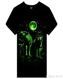 Letnia marka odzież nowość męska Tshirt Homme 3D Glow in the Dark Luminous T Shirt Men Wolf Printowa koszulka z krótkim rękawem 4946060