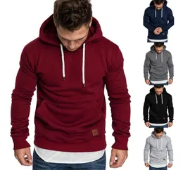 Herren Feste Farbe Casual Hoodies Black Rotblau grau Fleece Sweatshirt Vordertaschen Basic Hoodies 4935479