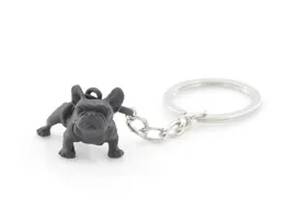 المعادن الأسود الفرنسية البلدغ سلسلة مفاتيح لطيف الكلب keychains keyrings women bag bag charm pet jewelery gift culk lots2138693